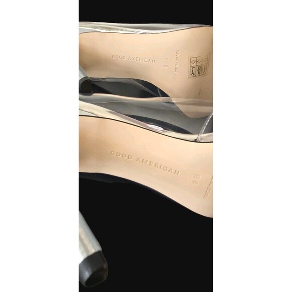 Good American Clear Cinderella Heels Pointed Toe Smoke Womens 9.5   New! - Picture 8 of 8